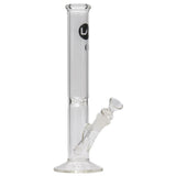 LA Pipes 12" Clear Straight Shot Bong with 14mm Female Joint, Front View on White Background