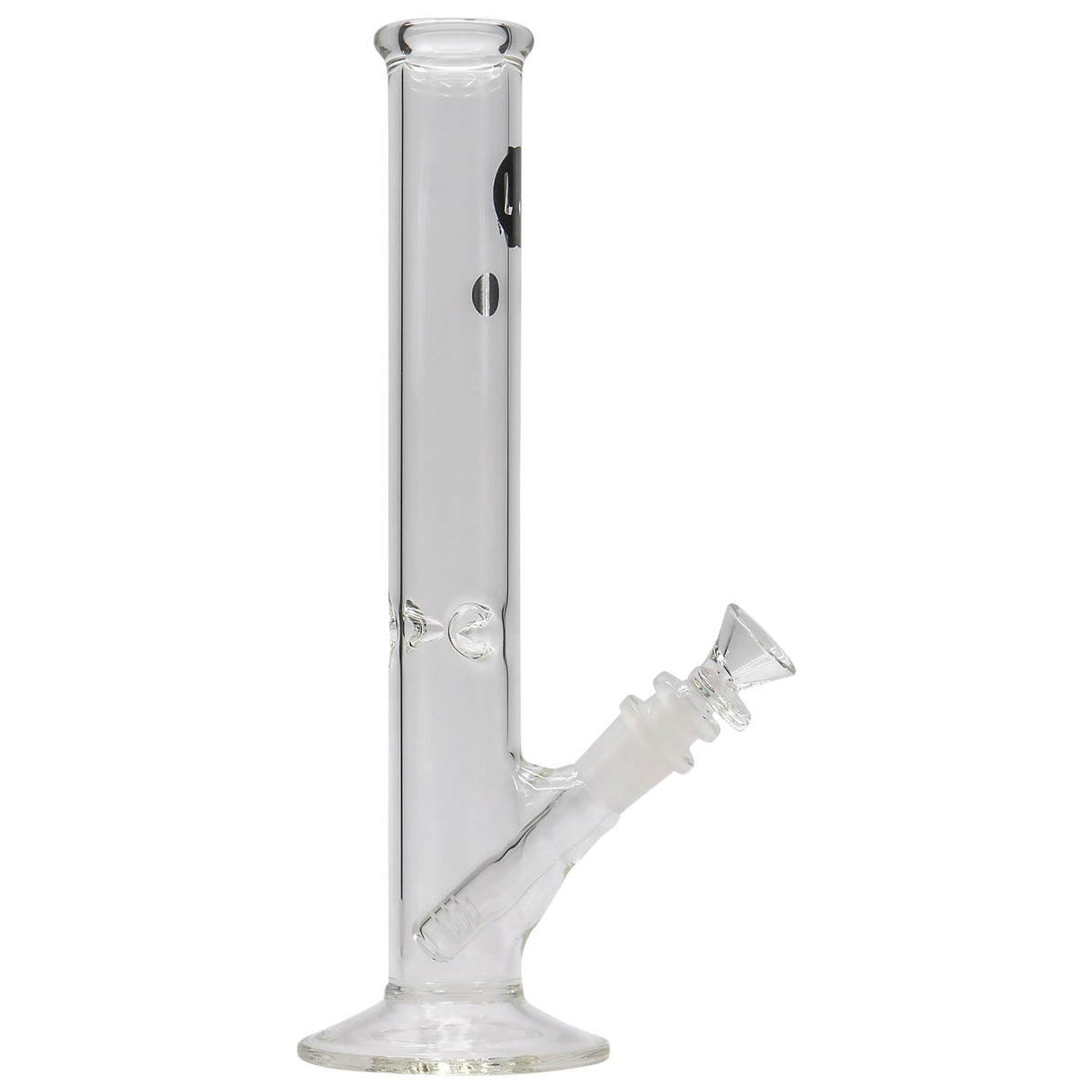 LA Pipes 12" Clear Straight Shot Bong with 38mm Diameter, Side View on White Background