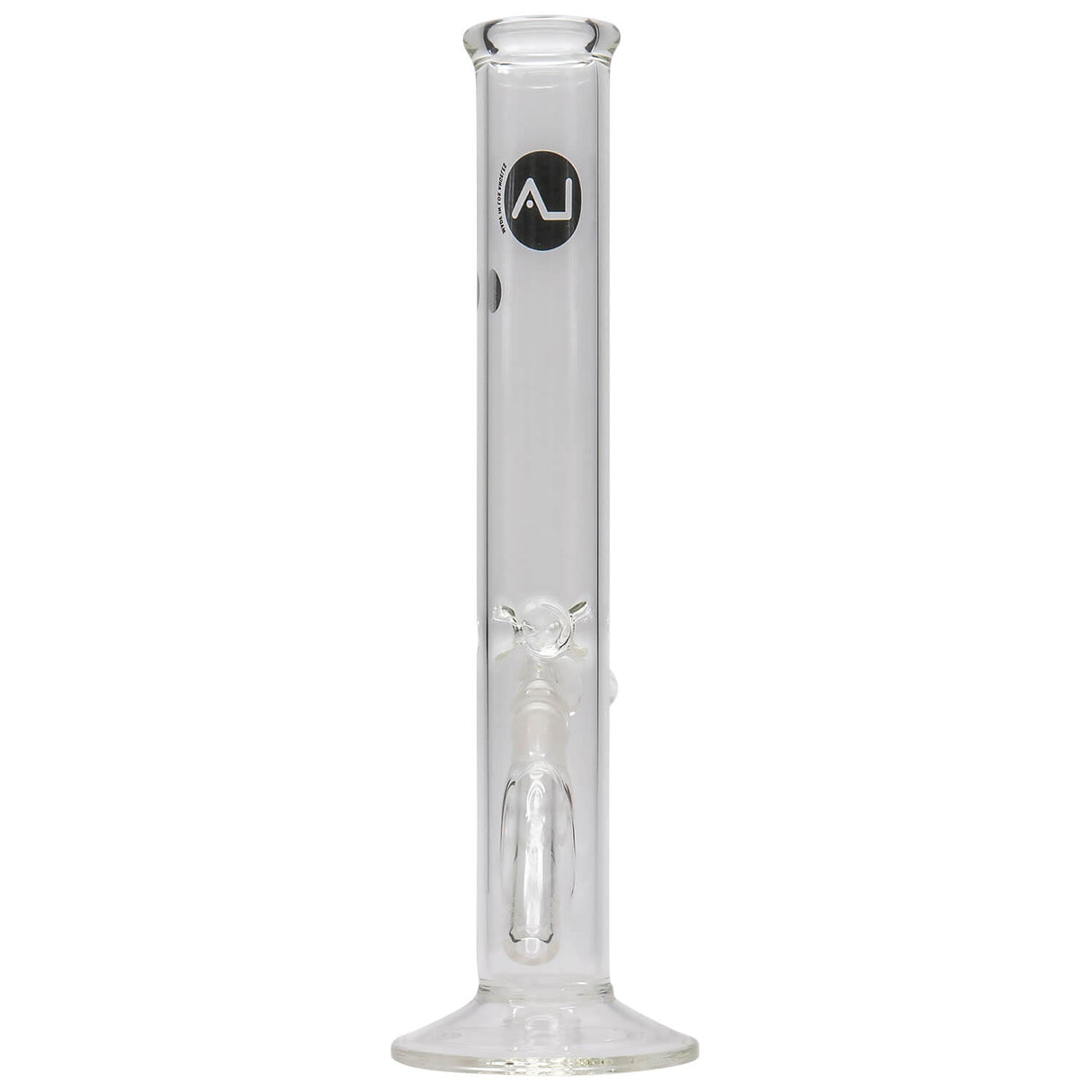 LA Pipes 12" Clear Straight Shot Bong Front View with 14mm Female Joint