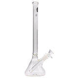 LA Pipes 14" Clear Borosilicate Glass Beaker Water Pipe, Front View on White Background