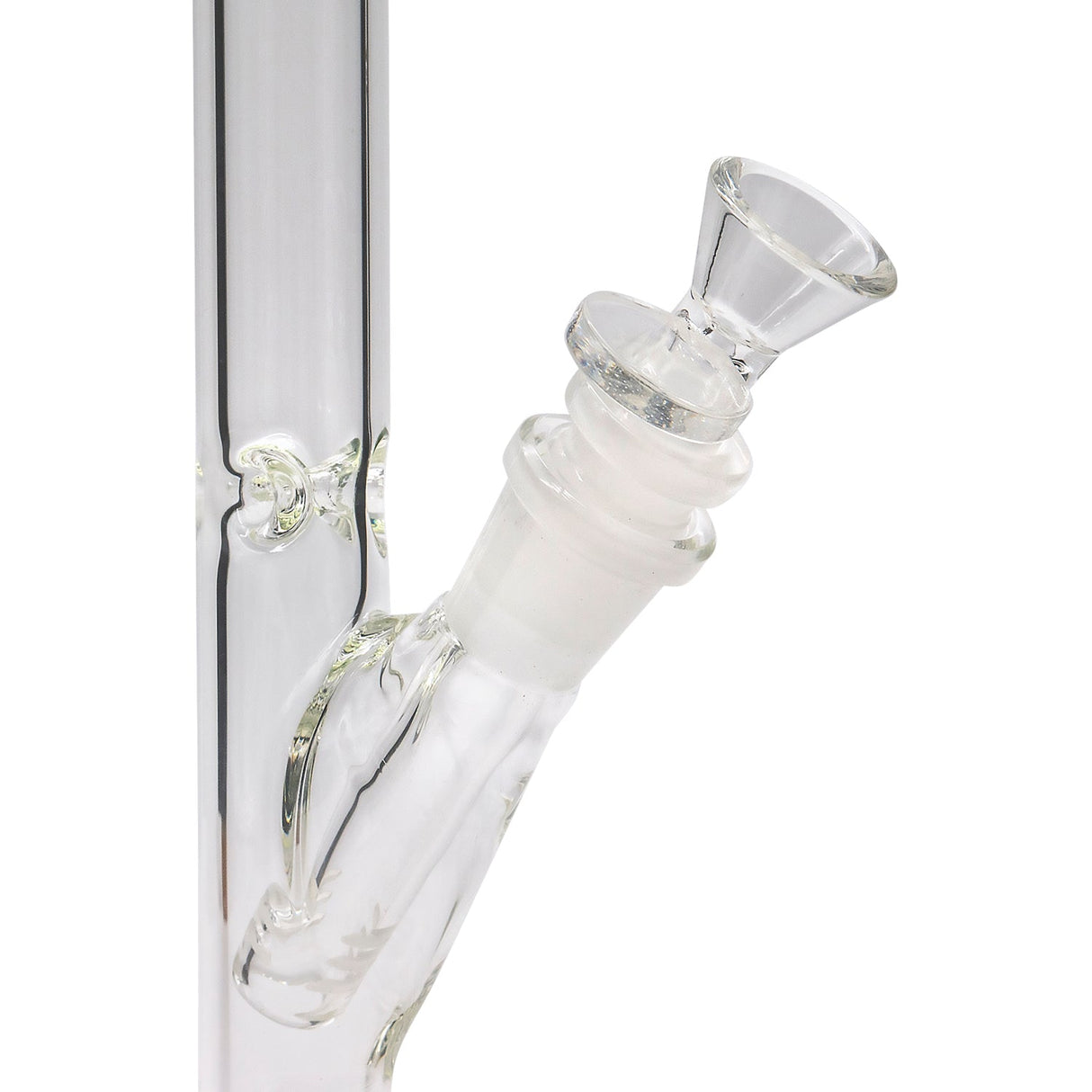 Close-up of LA Pipes 14" Slim Straight Glass Waterpipe with Clear Downstem and Bowl