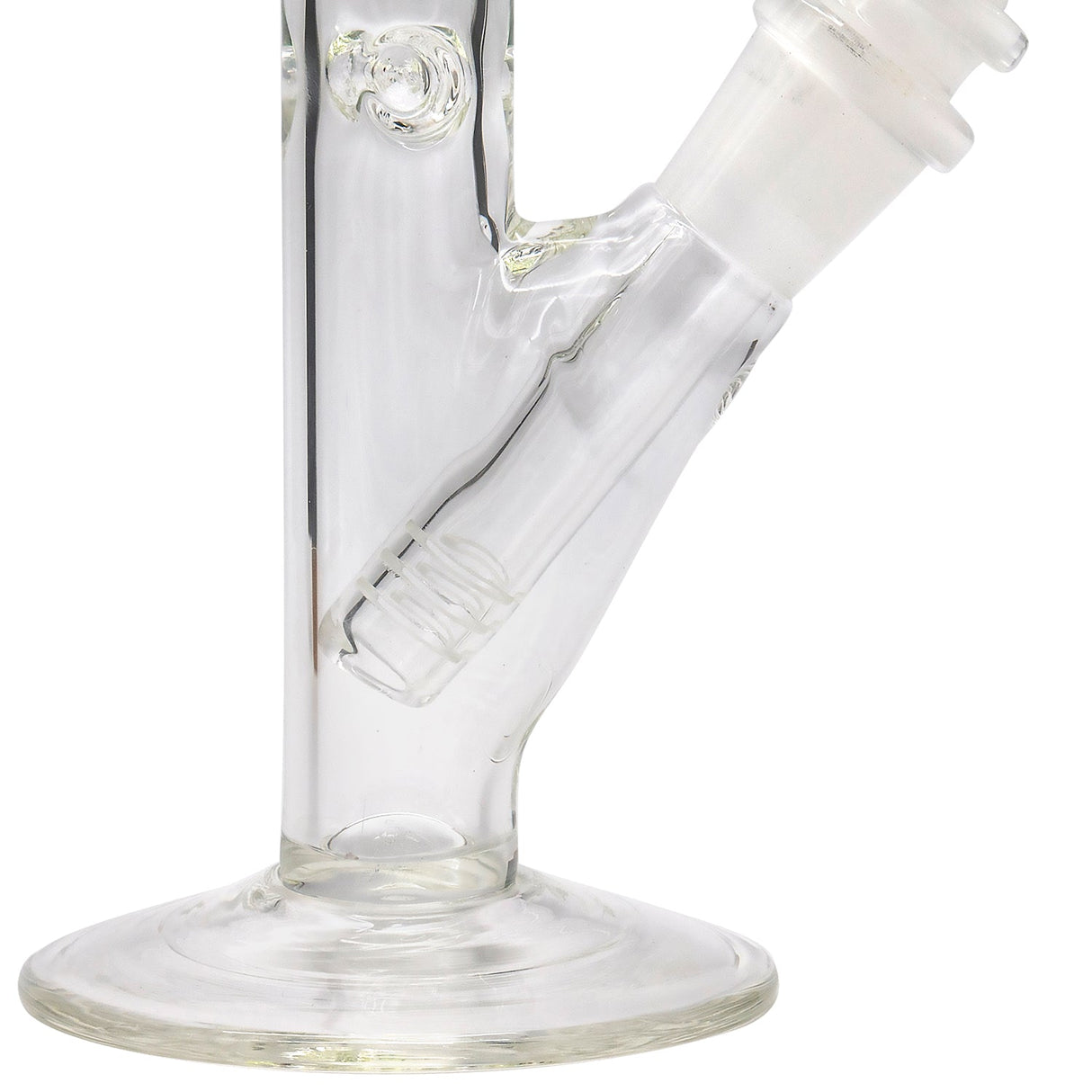 LA Pipes 14" Slim Straight Glass Waterpipe close-up with clear borosilicate glass and 45-degree joint