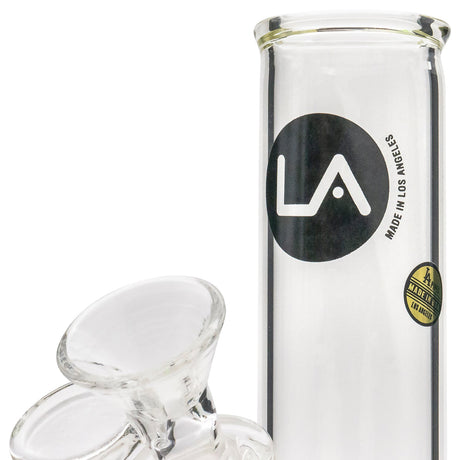 LA Pipes 8" Straight Bong with Ice Pinch, 45 Degree Joint, Close-up Side View