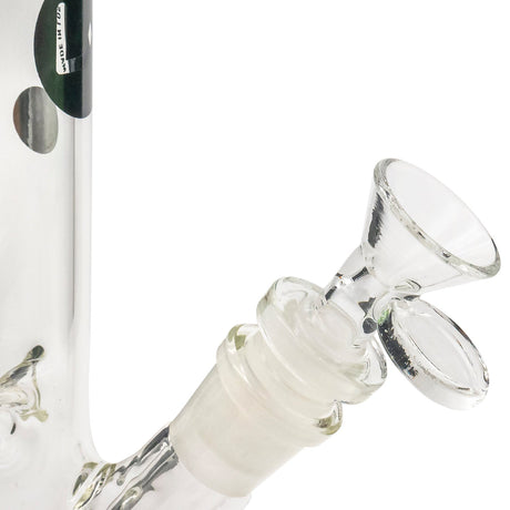 LA Pipes 8" Straight Bong close-up showing the ice pinch and 45-degree female joint in clear borosilicate glass.