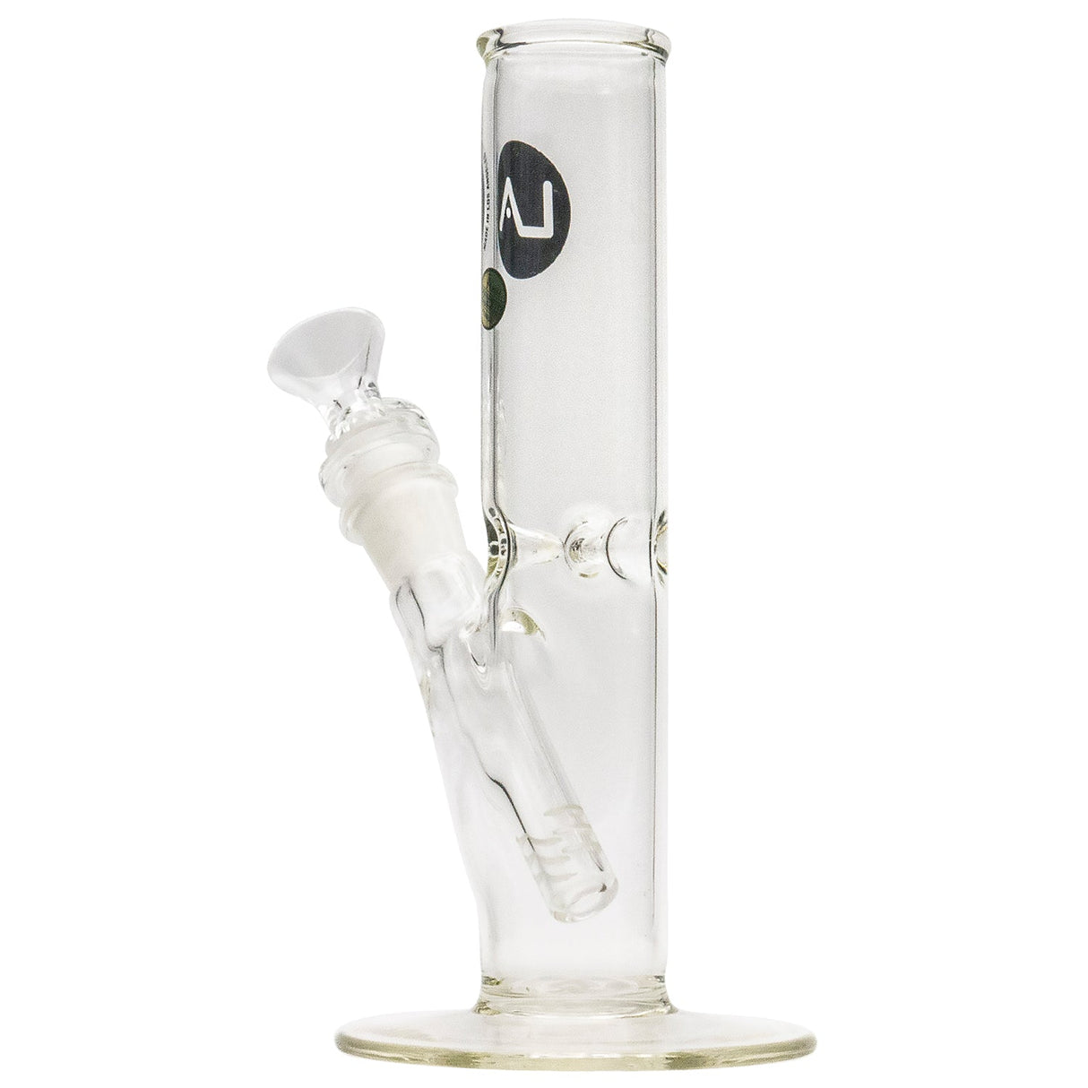 LA Pipes 8" Straight Bong with Ice Pinch, 45 Degree Joint, Front View on White Background