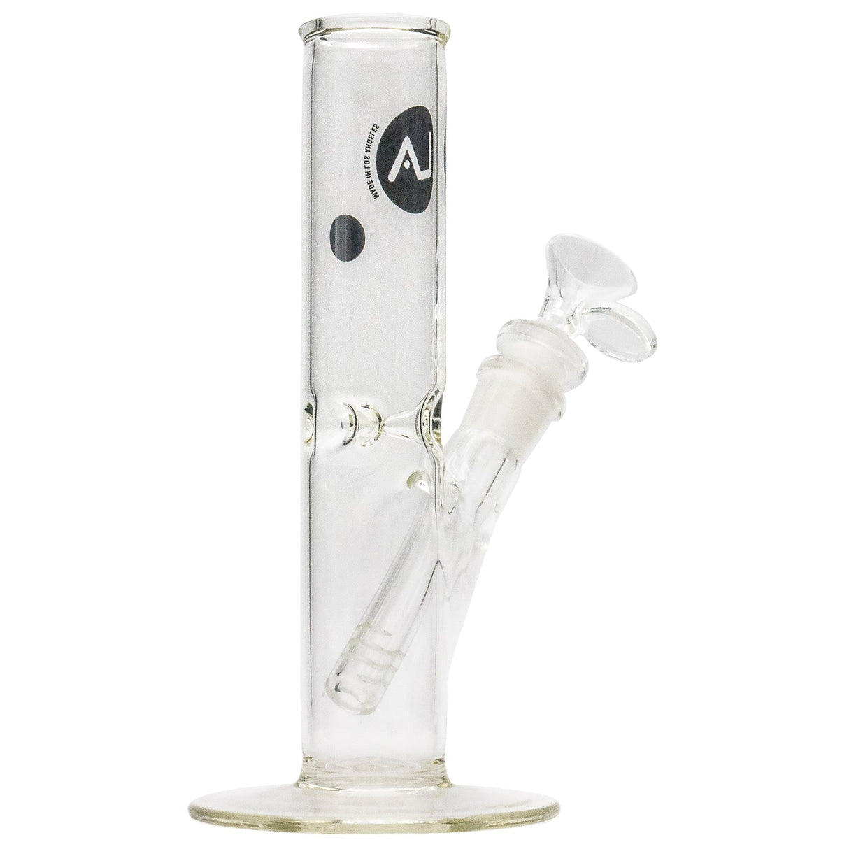 LA Pipes 8" Straight Bong with Ice Pinch, Clear Borosilicate Glass, Front View
