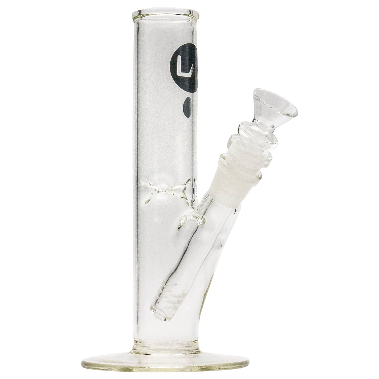 LA Pipes 8" Straight Bong with Ice Pinch, 45 Degree Joint, Clear Borosilicate Glass, Front View