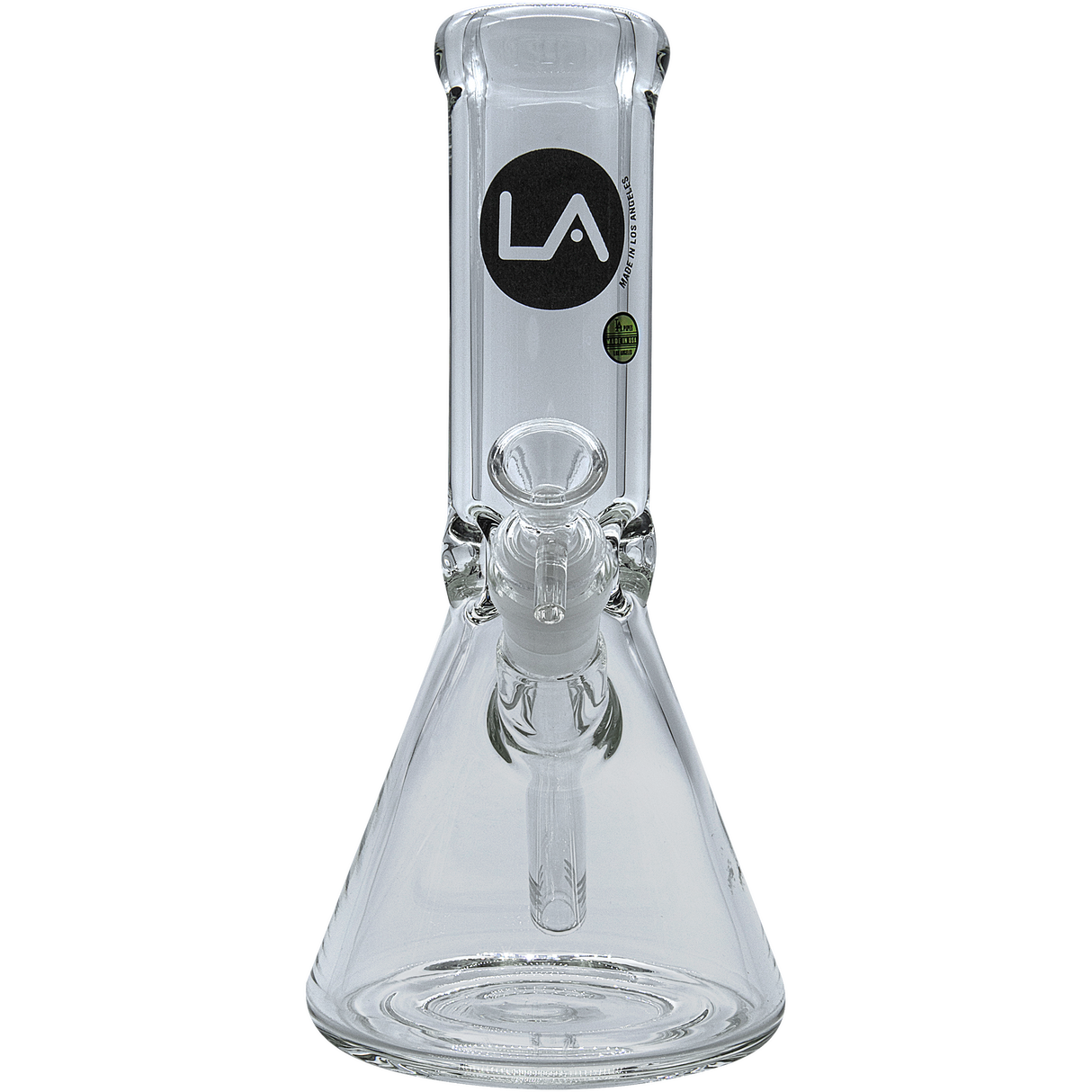 LA Pipes "Agent Stout" Beaker Bong, 9mm thick borosilicate glass, front view on white background