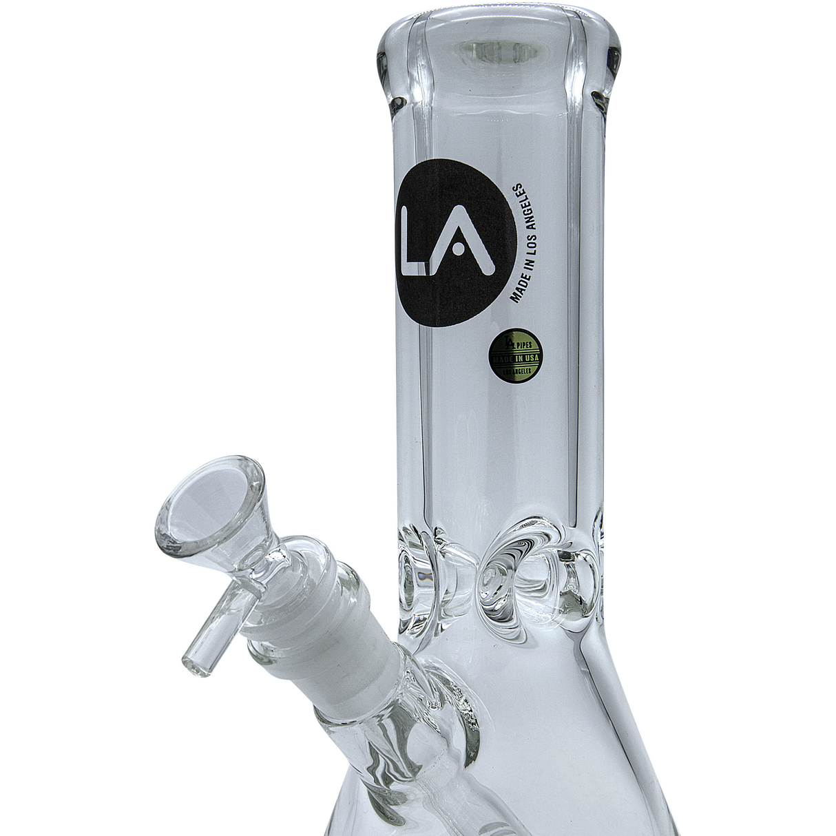 LA Pipes "Agent Stout" Beaker Bong, 9mm Thick Borosilicate Glass, Front View on White