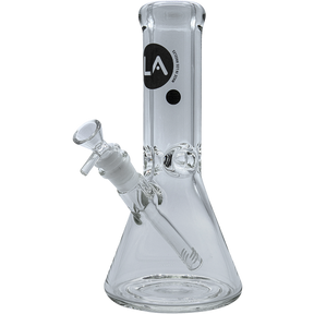 LA Pipes "Agent Stout" Beaker Bong, 9mm thick borosilicate glass, 10" tall, front view on white background