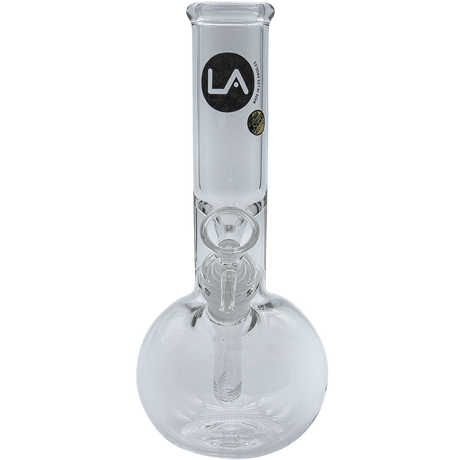 LA Pipes "Baller" Bubble Base Bong with clear borosilicate glass, front view on white background