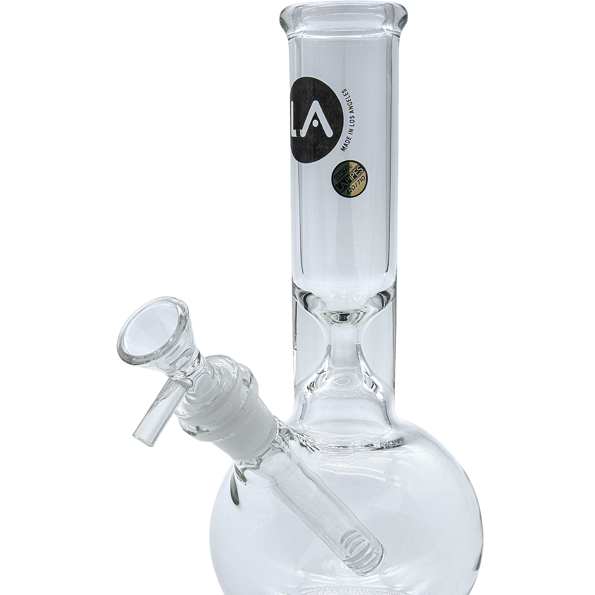 LA Pipes Baller Bubble Base Bong with 45 Degree Joint and Borosilicate Glass, Front View