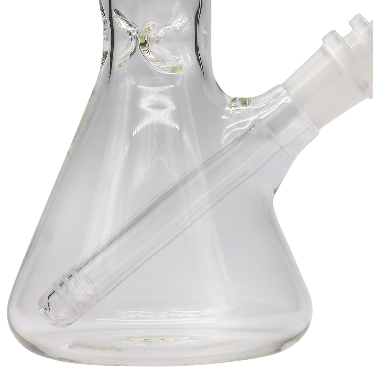 LA Pipes Basic Beaker Water Pipe, clear borosilicate glass, side angle with down stem