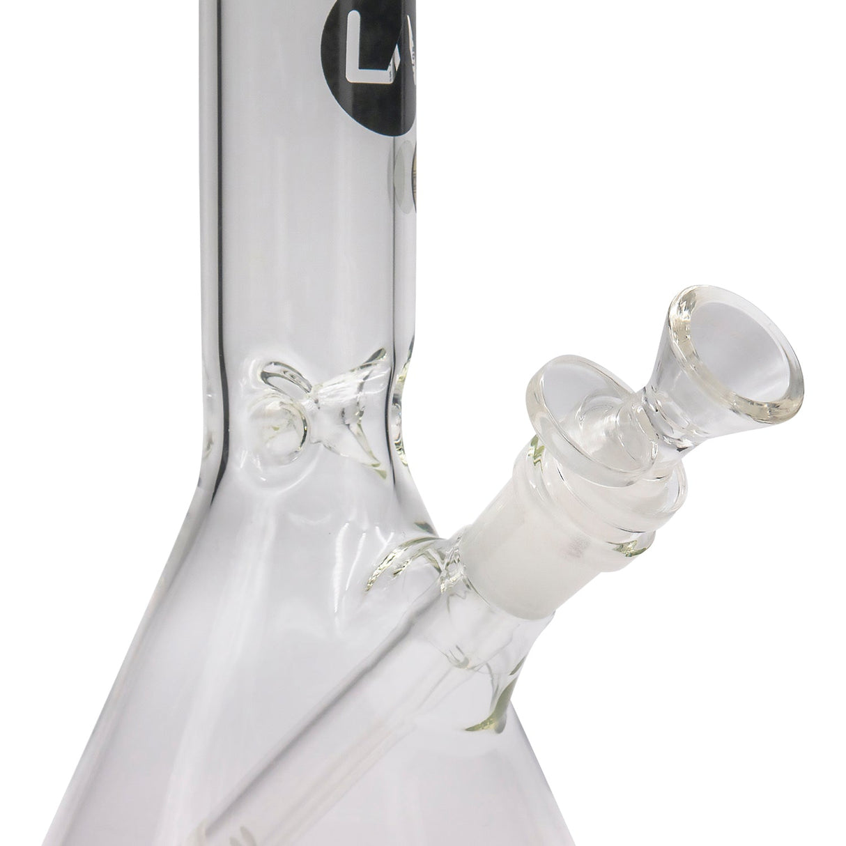 LA Pipes Basic Beaker Water Pipe clear borosilicate glass with 45-degree joint, side view