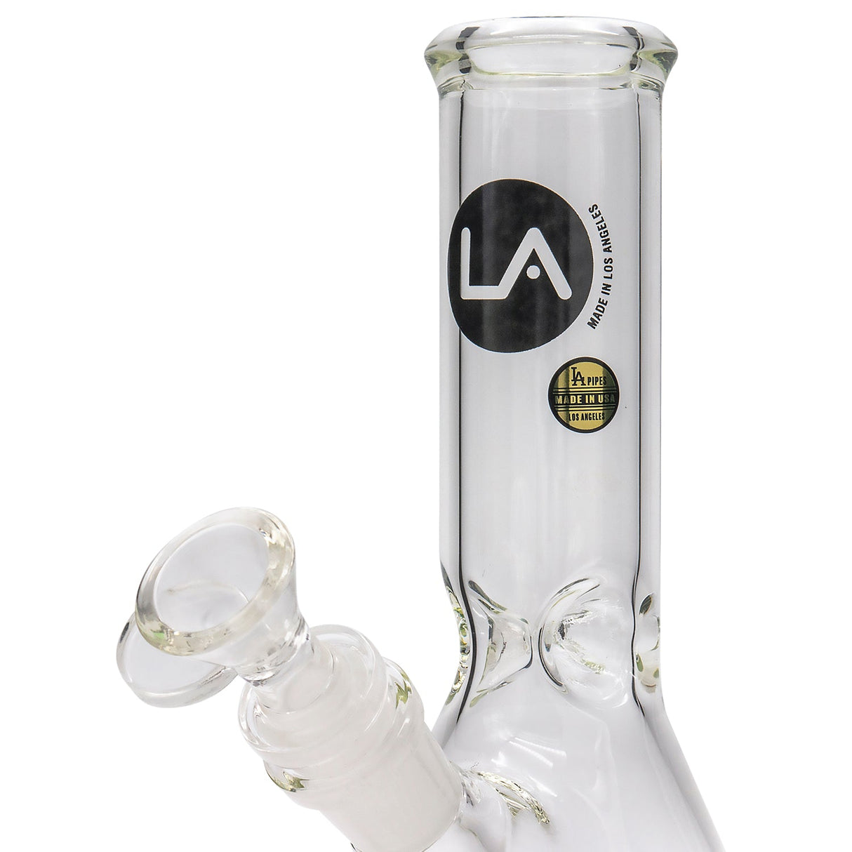 LA Pipes Basic Beaker Water Pipe, clear borosilicate glass, side view on white background