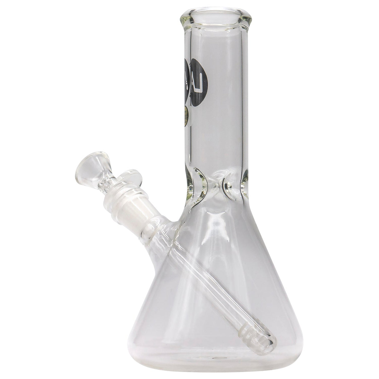 LA Pipes Basic Beaker Water Pipe, clear borosilicate glass, 8" tall, 45-degree joint, side view