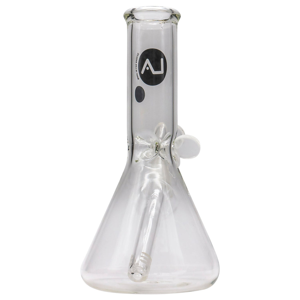 LA Pipes Basic Beaker Water Pipe, clear borosilicate glass, 8" tall, front view on white background