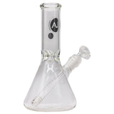 LA Pipes Basic Beaker Water Pipe in clear borosilicate glass, 8" height, side view with down stem and bowl