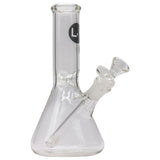 LA Pipes Basic Beaker Water Pipe, clear borosilicate glass, 8" tall, front view on white background