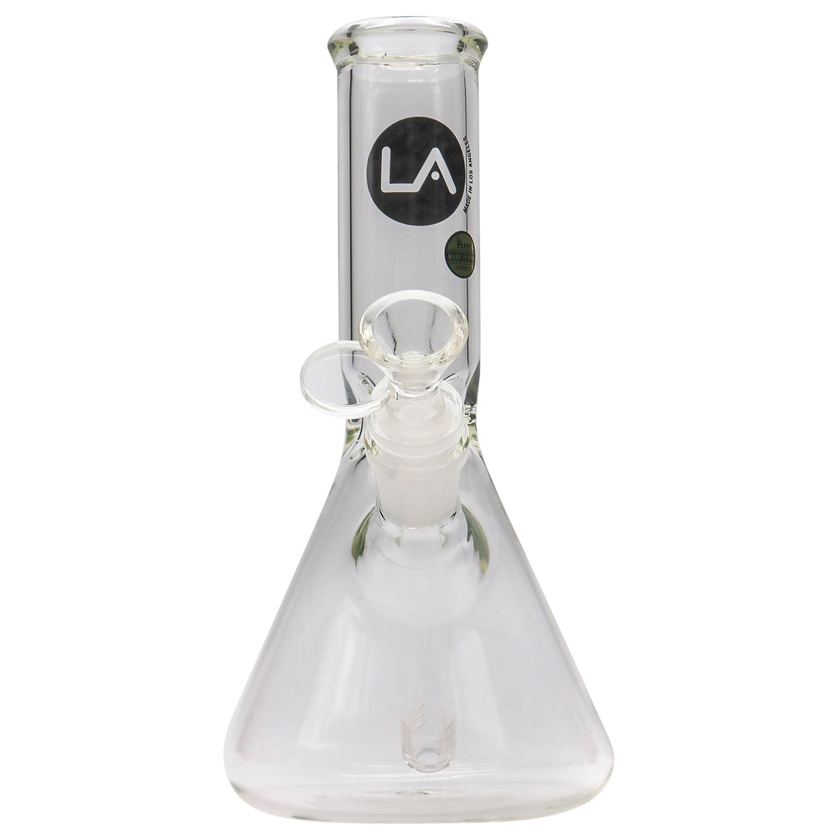 LA Pipes Basic Beaker Water Pipe, clear borosilicate glass, front view on white background