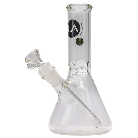 LA Pipes Basic Beaker Water Pipe, clear borosilicate glass, 8" height, 45-degree joint angle, front view