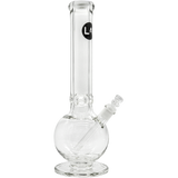 LA Pipes "Bazooka" Heavy 9mm Clear Glass Bong with Bubble Design and Deep Bowl - Front View