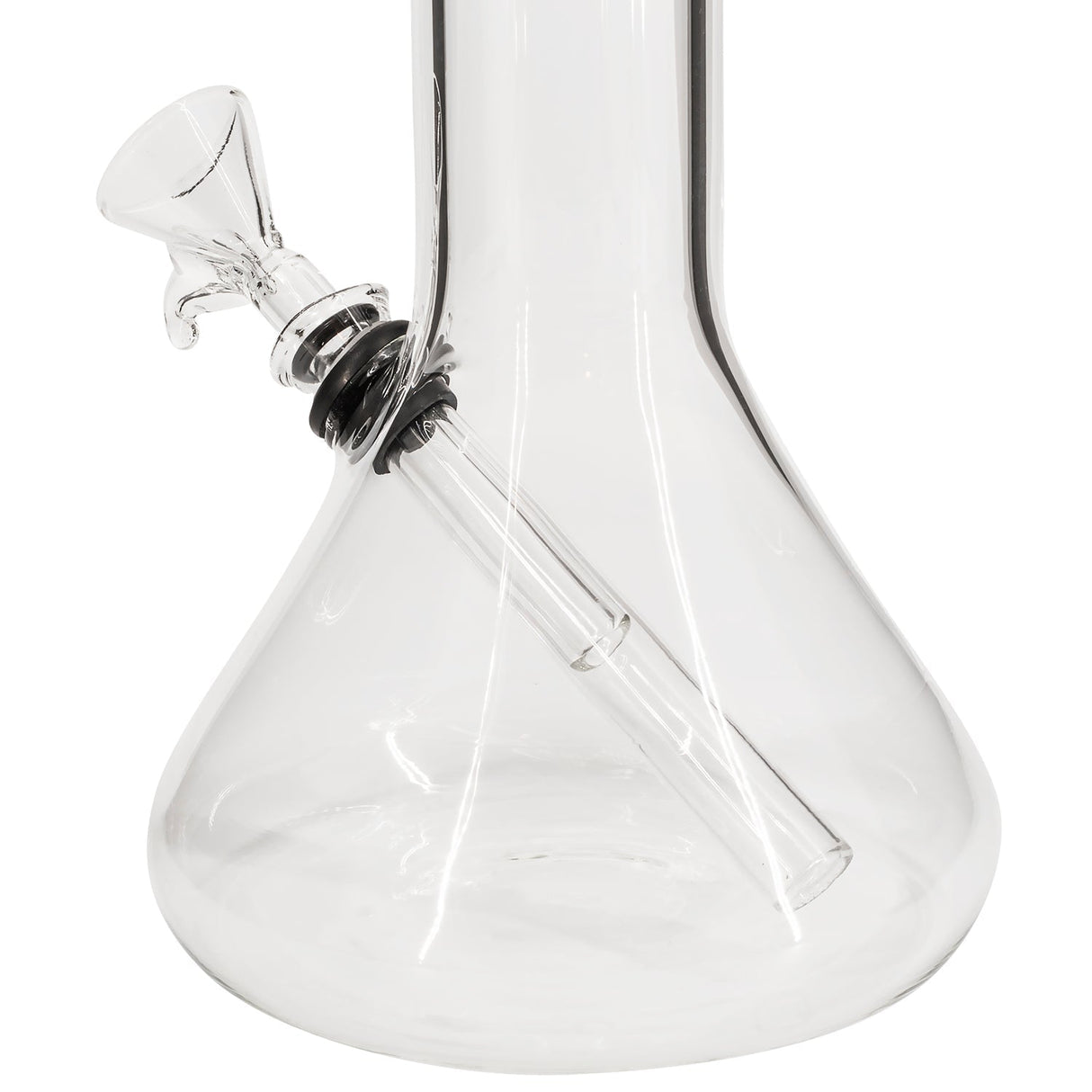 Close-up of LA Pipes Beaker Base Bong with thick borosilicate glass and 45-degree grommet joint