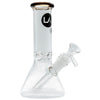 LA Pipes 8" Beaker Bong in Amber Resin color with glass on glass joint and side view on white background
