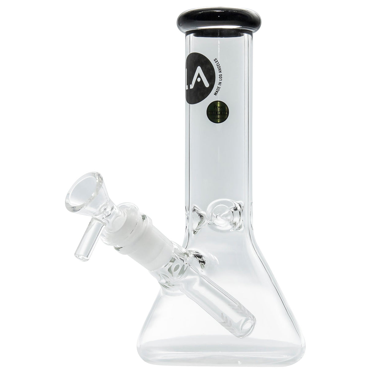 LA Pipes 8" Beaker Bong in Clear Borosilicate Glass with Glass on Glass Joint - Front View