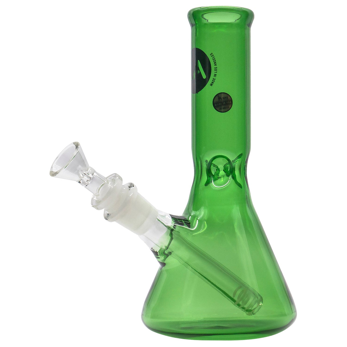 LA Pipes 8" Beaker Bong in Vibrant Green with Glass on Glass Joint - Front View