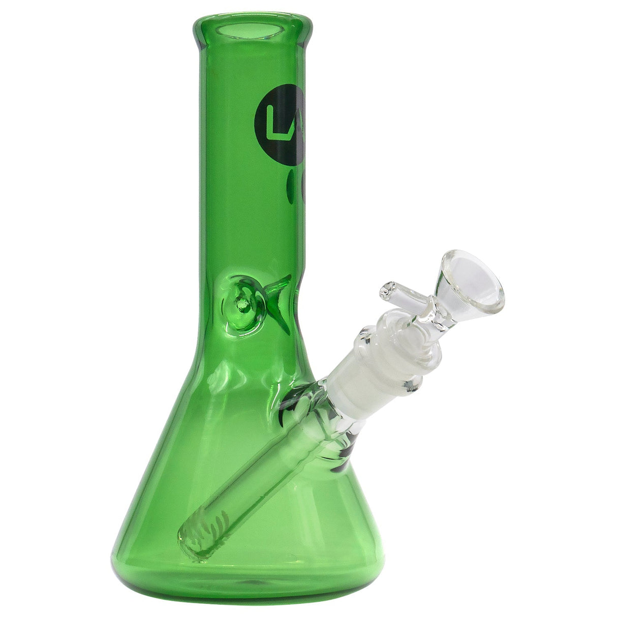 LA Pipes 8" Beaker Bong in Emerald Green with Glass on Glass Joint - Front View