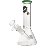 LA Pipes Beaker Bong in Jade - 8" Borosilicate Glass - Front View with Glass Bowl