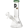 LA Pipes Beaker Bong in Jade - 8" Borosilicate Glass - Front View with Glass Bowl