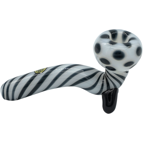 LA Pipes Bone White Sherlock Glass Pipe with Striped Design, 4.35" Length, USA Made