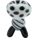 LA Pipes Bone White Sherlock Glass Pipe with black accents, front view on white background