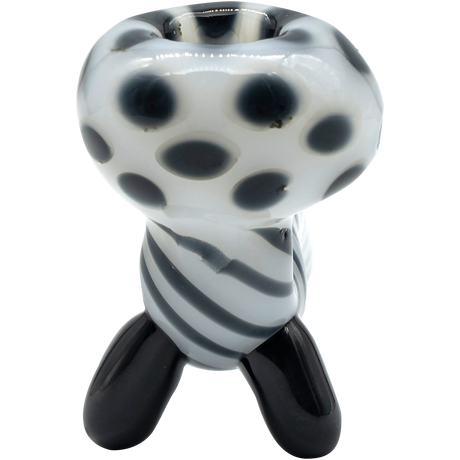 LA Pipes Bone White Sherlock Glass Pipe with black accents, front view on white background