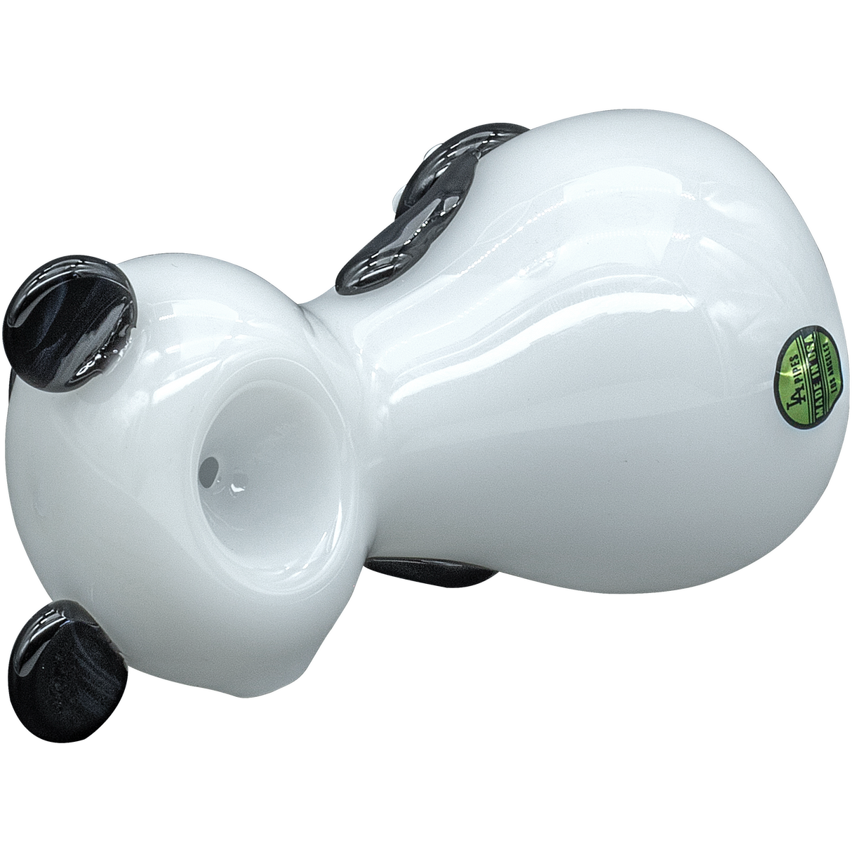 LA Pipes "Bored Panda" Glass Pipe, 4" Spoon Design, for Dry Herbs, Top View
