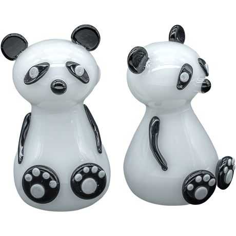 LA Pipes "Bored Panda" Glass Pipe, Borosilicate, Spoon Design, 4" Tall, Front and Side View