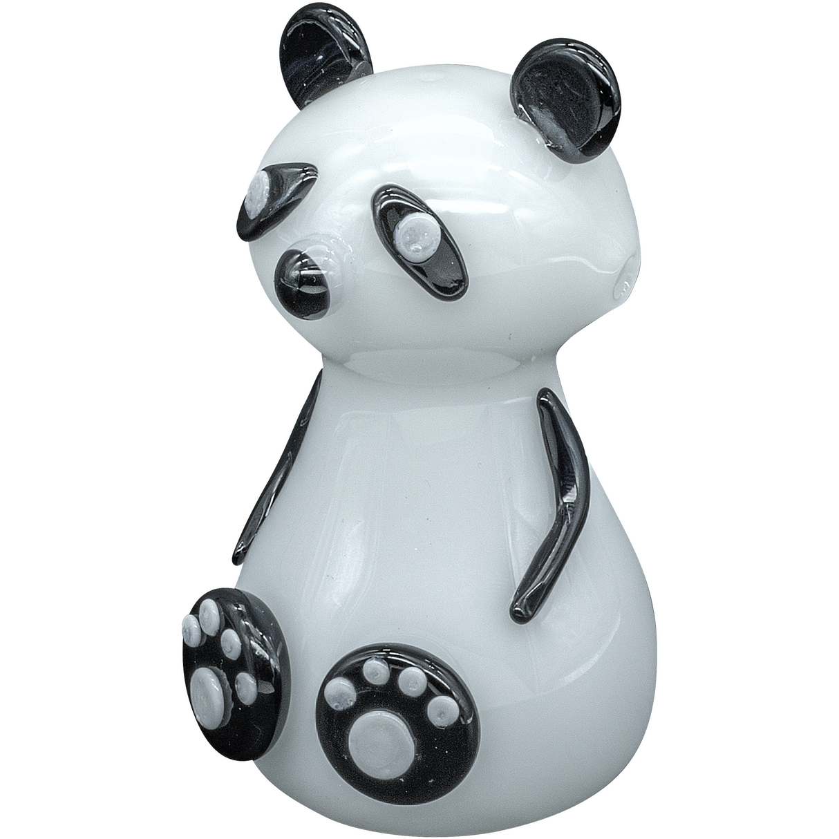 LA Pipes "Bored Panda" Glass Pipe - Front View for Dry Herbs, 4" Borosilicate