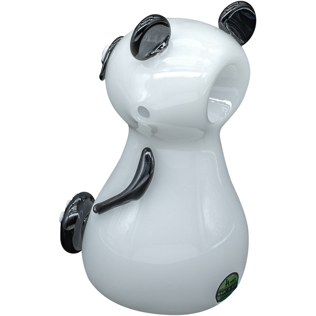 LA Pipes "Bored Panda" Spoon Glass Pipe for Dry Herbs, 4" Borosilicate - Front View