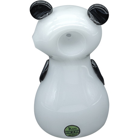 LA Pipes "Bored Panda" Glass Pipe - Cute Panda Design - 4" USA Borosilicate Spoon Pipe