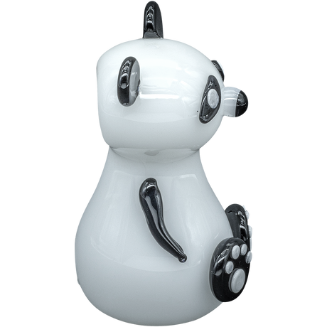 LA Pipes "Bored Panda" Glass Pipe for Dry Herbs, 4" Borosilicate Spoon Pipe, Front View