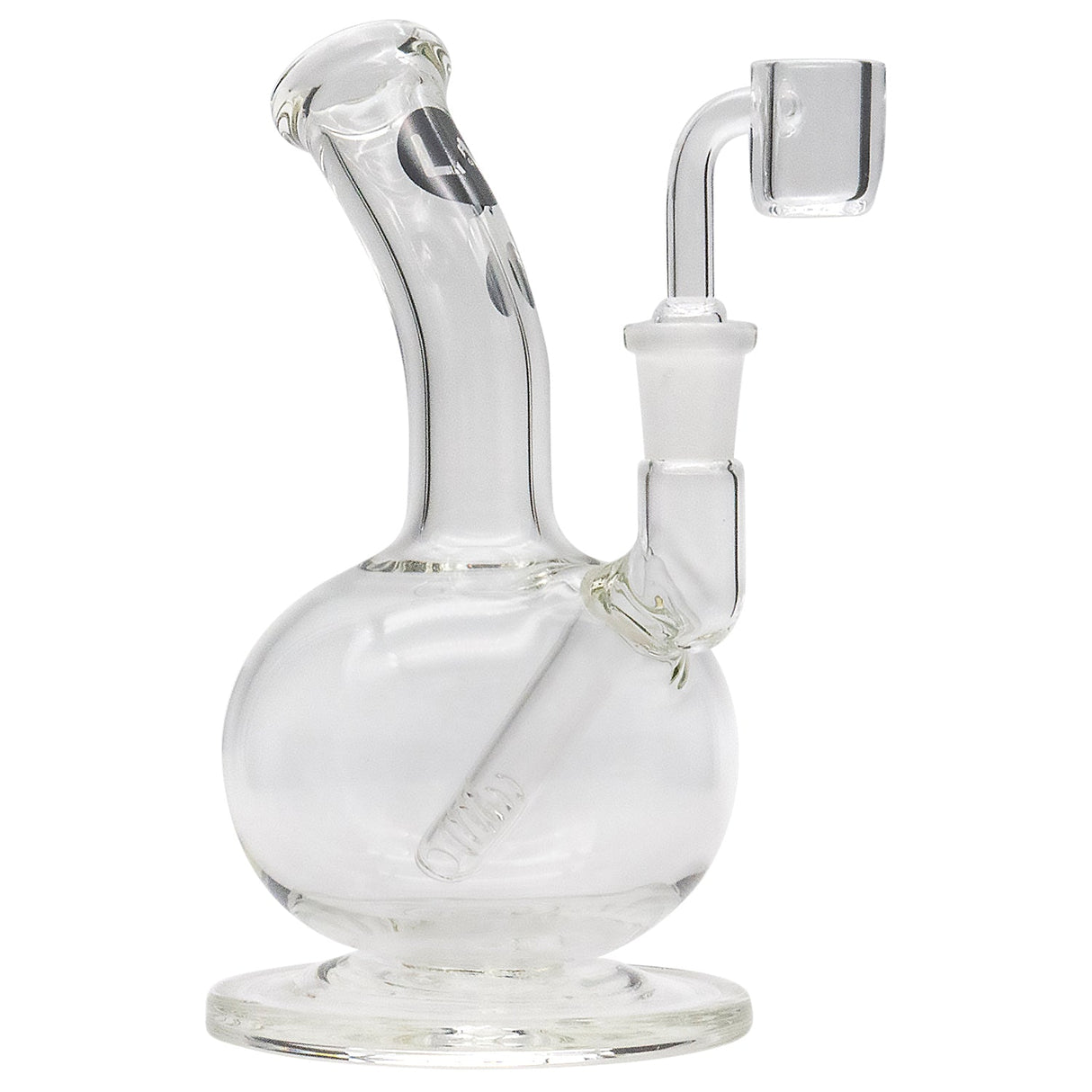 LA Pipes Bubble Base Concentrate Rig with Banger Hanger Design, 6" Tall, 14mm Female Joint, Side View
