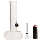 LA Pipes Bubble Bong in Borosilicate Glass with Deep Bowl - Front View with Lighter