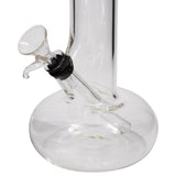 Close-up of LA Pipes Bubble Bong base with clear borosilicate glass and 14mm joint