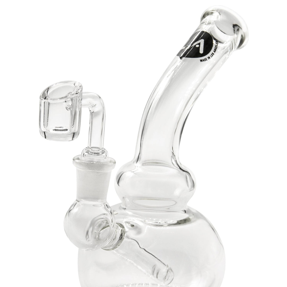 LA Pipes Bubble Concentrate Waterpipe with Quartz Banger, Side View, for Dabbing