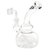LA Pipes Bubble Concentrate Waterpipe - Clear Borosilicate Glass Dab Rig with Quartz Banger, USA Made, Front View