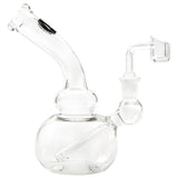 LA Pipes Bubble Concentrate Waterpipe, clear borosilicate glass, side view with quartz banger