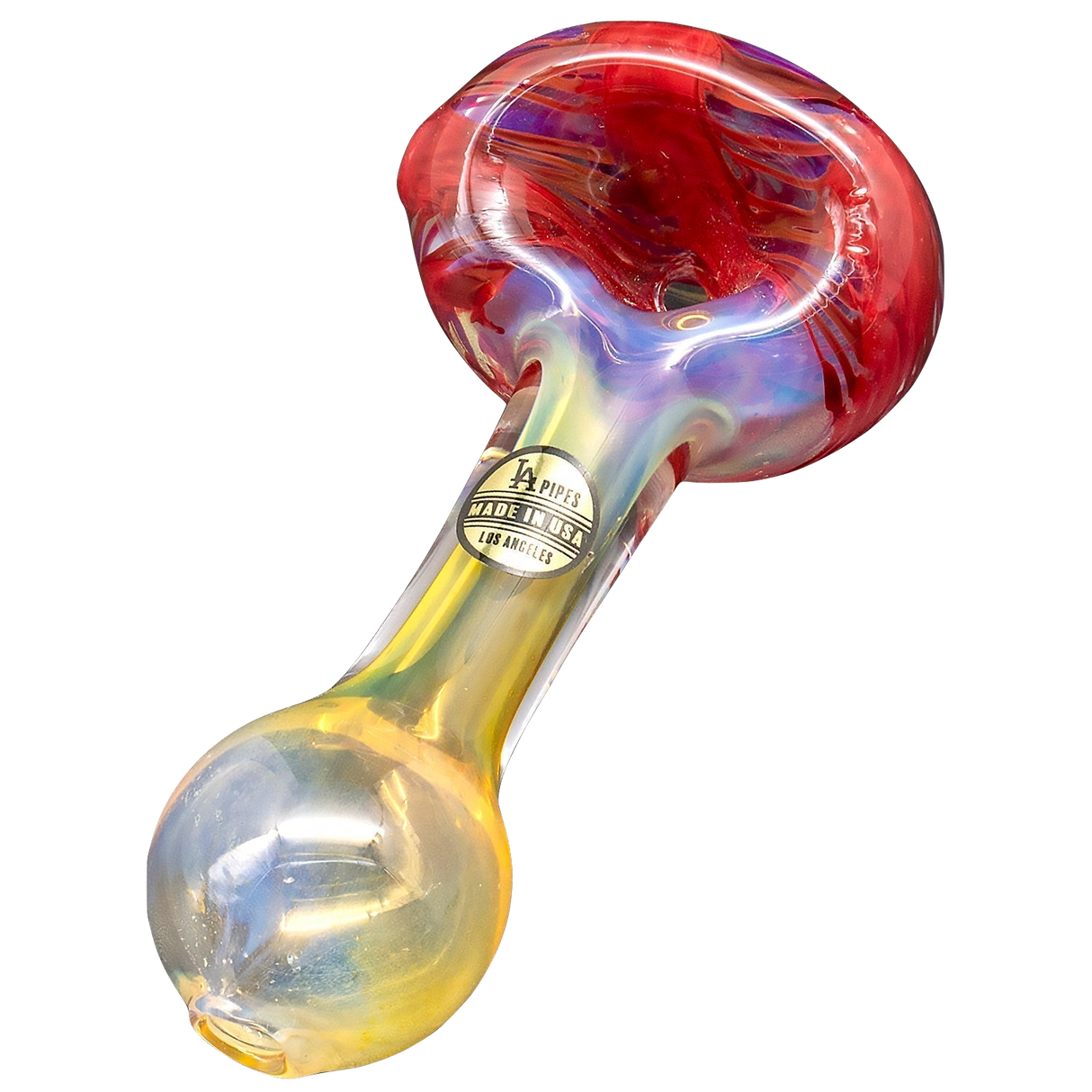 LA Pipes hand-blown borosilicate glass spoon pipe with color changing accents