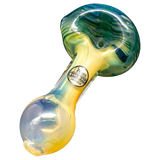 LA Pipes Color Changing Spoon Hand-Pipe with Yellow Accents on White Background